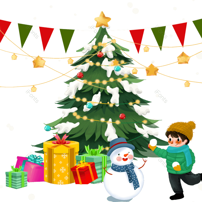 手绘图片,圣诞节元素,圣诞树PNG,免抠素材